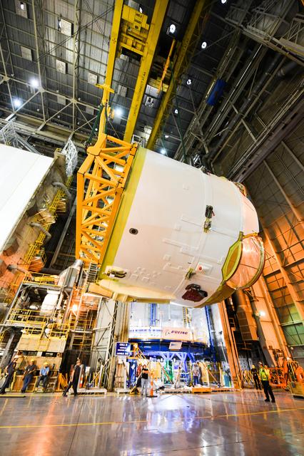 NASA image: Engine Section for NASA’s SLS Rocket Prepared for Joining to Rest of Stage